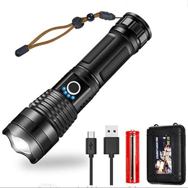 10000 Lumen Lommelygte, LED Lommelygte Ekstremt Lys 5000mAh USB Genopladelig KLB