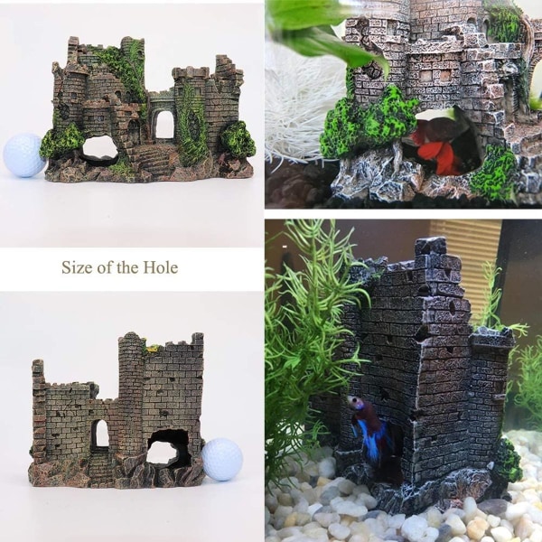 Castle aquarium decorations, aquarium ornaments with moss for KLB