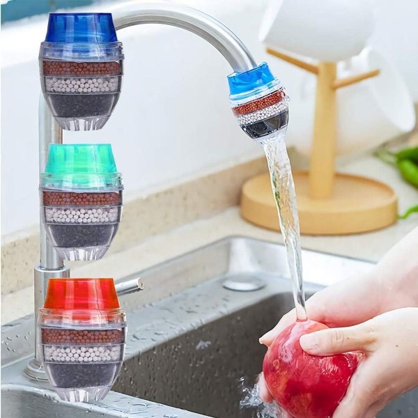 6PCS Mini Kranvattenfilter Aktivt Kol Runt Kranvattenfilter-Mini