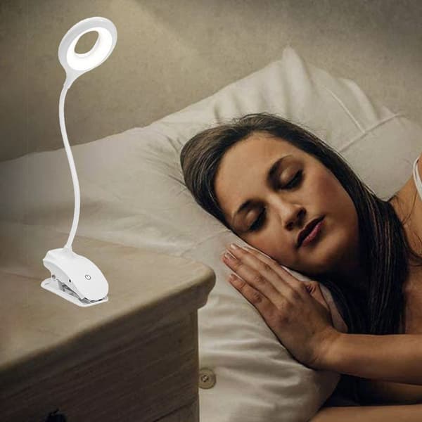 LED-skrivebordslampe, øyevennlig klemlampe, klemlamper, leselamper, hvit
