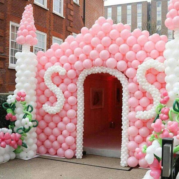 50 små ballonger metallisk hvit