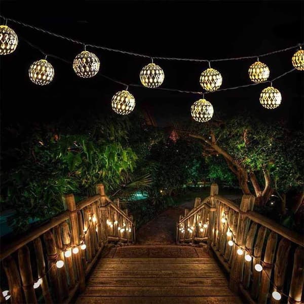 Silver Marockansk Orb String Lights, Kingcoo Vattentät 20LED Metall Goble KLB