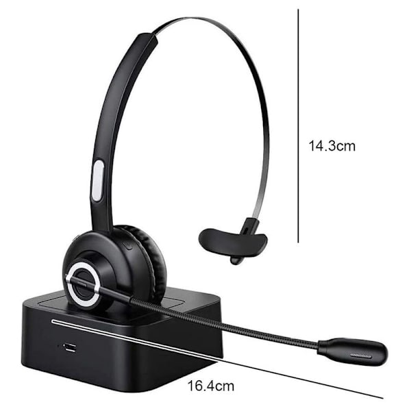 Tecknet Bluetooth-headset med mikrofon, PC-headset med AI-hodetelefoner