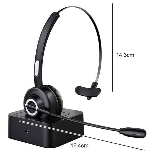 Tecknet Bluetooth-headset med mikrofon, PC-headset med AI-hovedtelefoner