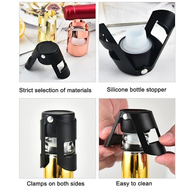 2-pack champagneproppar i rostfritt stål