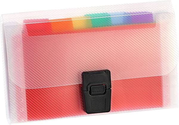 4-pack A6 expanderbara mappar, dokumentmapp med 24 etiketter, organisationsmapp