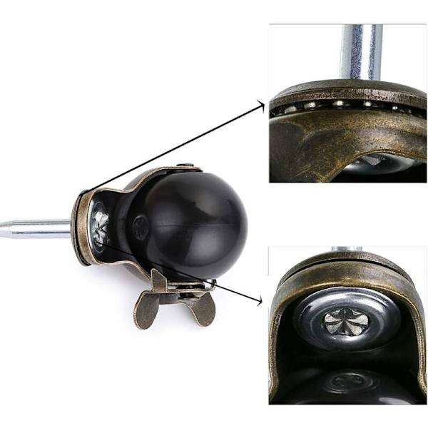 4 st vridbara hjul 40 mm stam, möbelhjul med broms, nylonhjul för kontorsstol, soffa, säng, soffa, lastkapacitet 25 kg per hjul KLB
