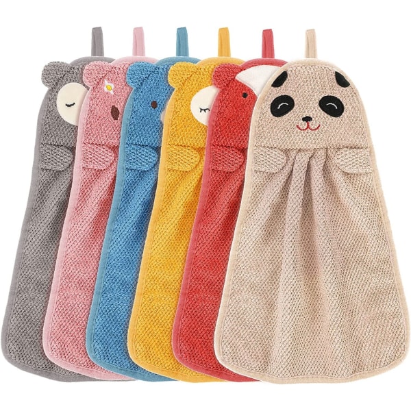 6 stykker barnehåndkle hengende håndkle dyrevaskeklut Søt absorberende mikrofiberhåndklær servering
