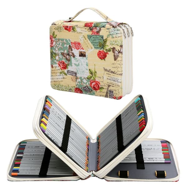 Bærbar organizer med farvede slots og beige print
