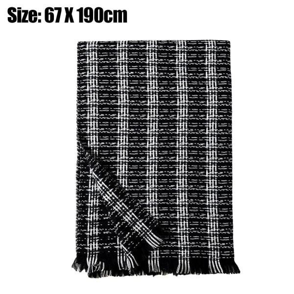 Tørklæder til kvinder Plaid Tæppe Tørklæde Trendy Tartan Tørklæder Oversized Wrap Sort KLB