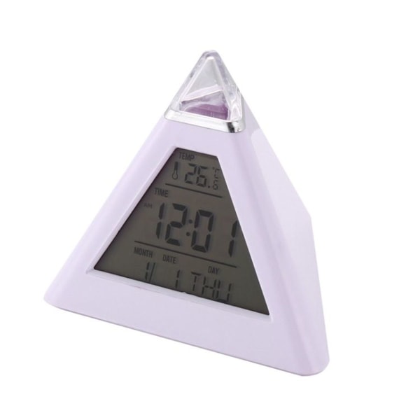 2 st Färgförändrande Pyramid Digital LCD Väckarklocka Termometer Temperatur Datum