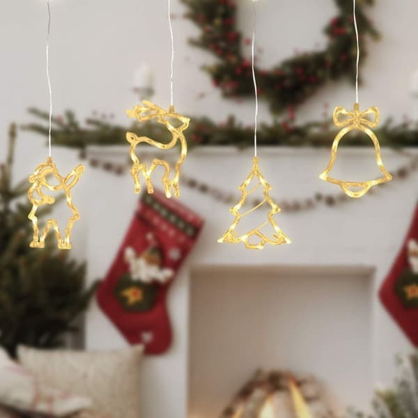 Julgransbelysning för fönster, stjärnklocka, älg, julgran, gardinbelysning