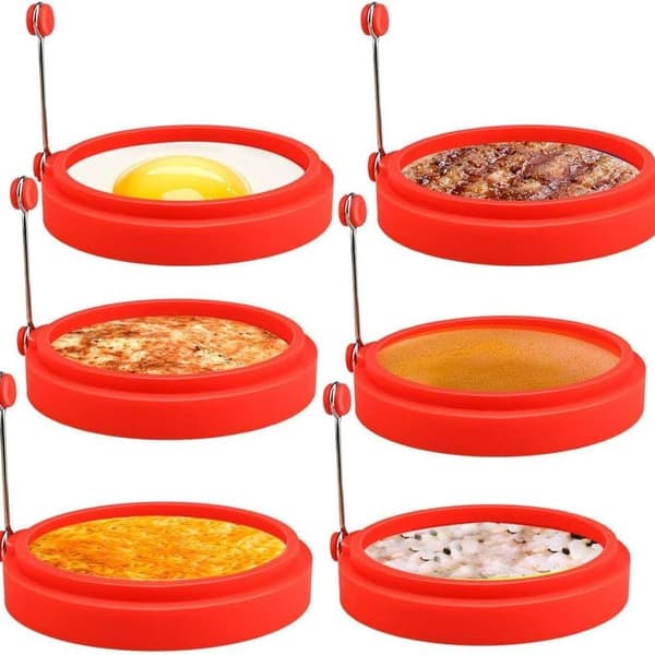 Äggring, 6-pack stekt äggform för stekpanna Äggringar Silikonpannkaksform