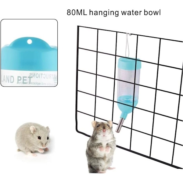 Hamster Vattenflaska, Liten Husdjurs Automatisk Matningsflaska med Matbehållare Bas, Hängande Koja, Matningsflaska, Liten Djur Automatisk Dispenser(80ml,B
