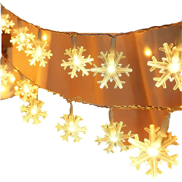 Snöflinga ljusslinga 10m 80 LED jul batteridrivna ljusslinga inomhus KLB