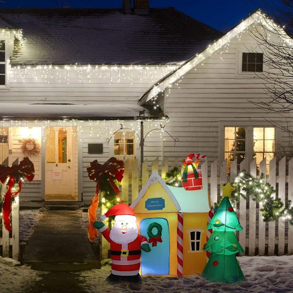 Oppustelig julemand og juletræ, oppustelig juledekoration til