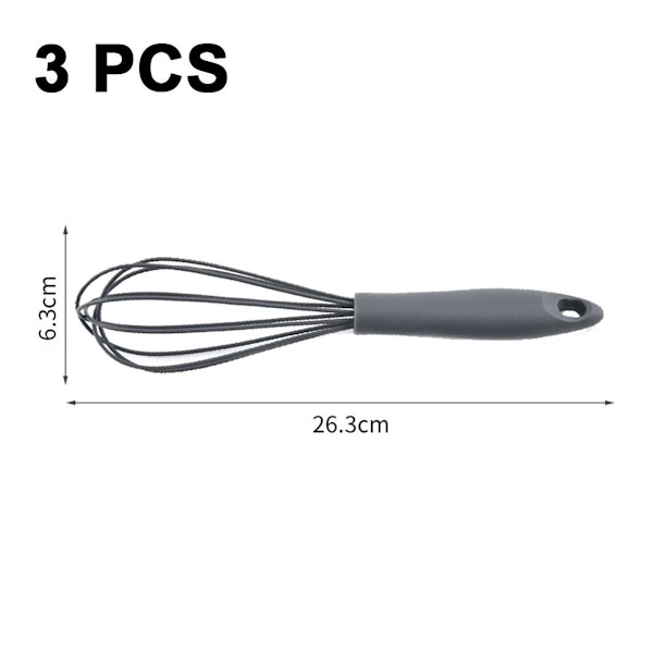 Silikonvisp i rostfritt stål, 3-pack, 2 grå + röd KLB