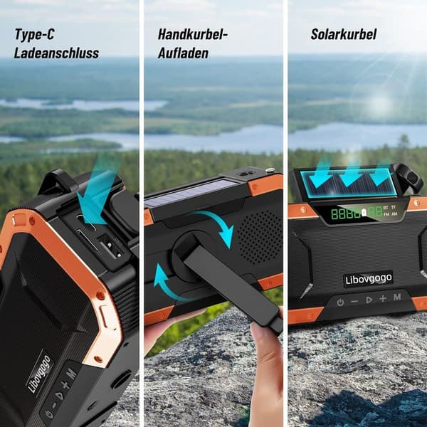 Hätäradio Roiskeenkestävä Bluetooth-kaiutin Kannettava