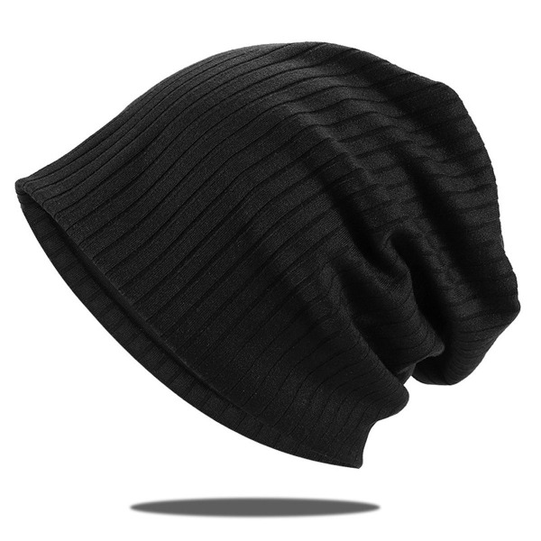 Slouchy Knit Beanie Hat for Women Vinter Myk Varm Dame Ull Stripet Svart KLB
