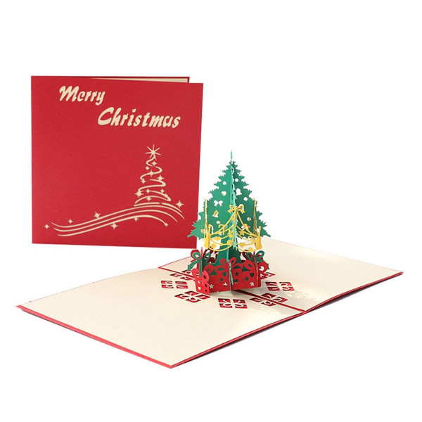 Juletræ pop-up kort til familie, 3D julekort, ferie lykønskningskort