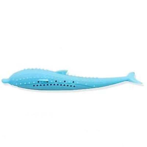 Soft Silicone Cat Toothbrush Toys Pet Molar Stick Cleaning Teeth Fish Interactive Chew Cats Toys Catnip Pet Supplies(Blue)