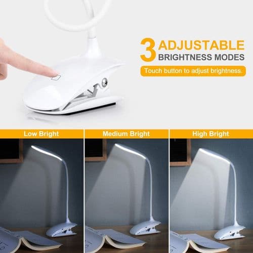 Leselampe for bok, boklampe klippelys, LED skrivebordslampe