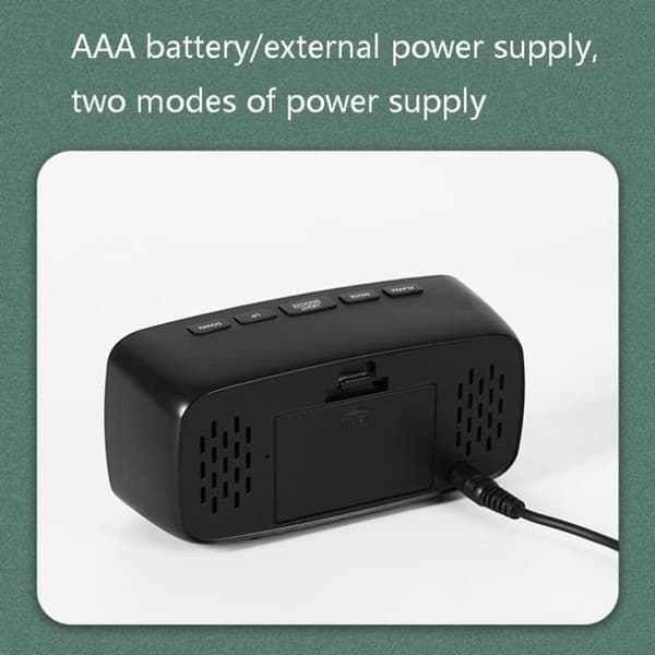 Spegelsängslarmklocka Batteriplugg-in LED Dubbelanvändningsklocka r