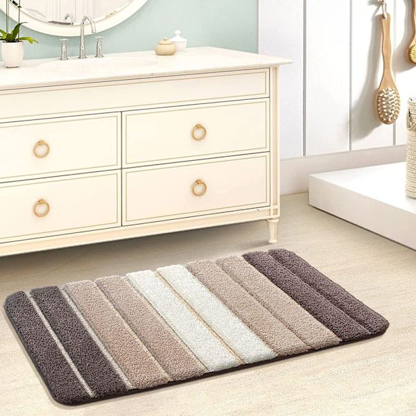 Halkskyddad badrumsmatta, 50x80 cm Beig Extra mjuk badrumsmatta, maskintvättbar, vattenabsorberande -