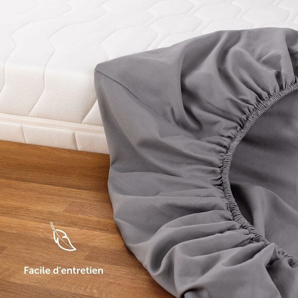 Set med 1 påslakan 120x200 Cap 30 cm - Högkvalitativt mikrofiberpåslakan 120 x 200 - Mjukt, slitstarkt, skrynkelfritt - Oeko-Tex-certifierat – Grå KLB