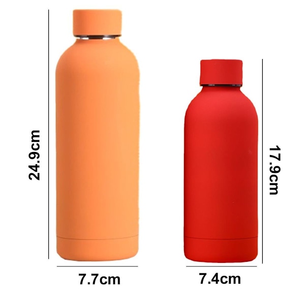 2-pakning rustfritt stål vannflaske termoskolbe rød + oransje 350ml + 750ml KLB