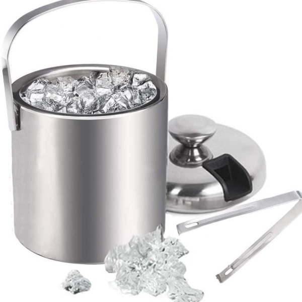 1,3L dobbeltlags isbeholder i rustfrit stål med låg, tang og si