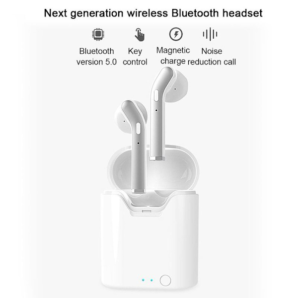 Bluetooth-øretelefoner - Trådløse øretelefoner - Hvide