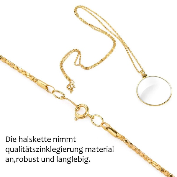 Hængende forstørrelsesglas, 5x monokulært forstørrelsesglas med legering guld hals KLB