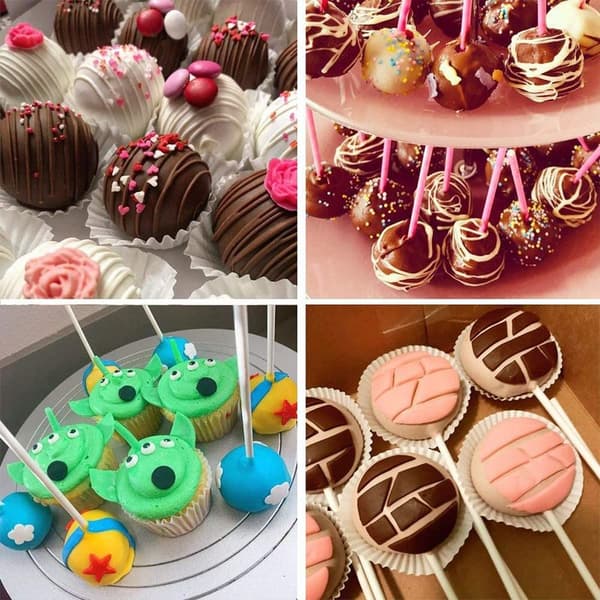 Pakke med 100 lollipop-pinner, marshmallows-pinner, matsikkerhet
