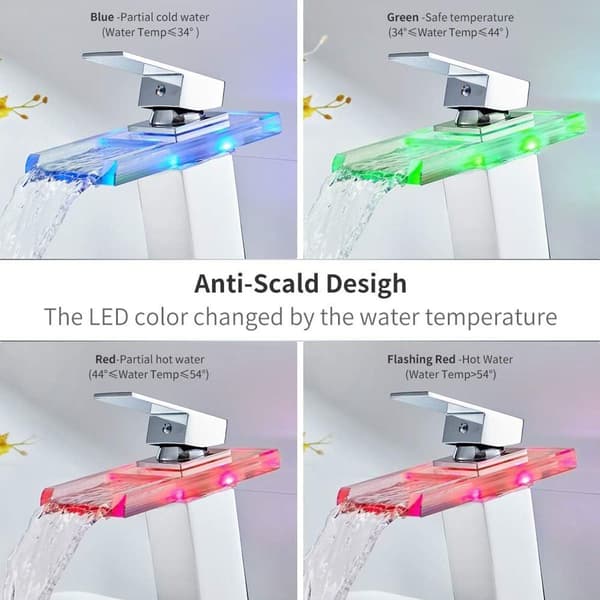 LED Vattenfall Handfat Kran, Krom Vattenfall Badrum Kran KLB