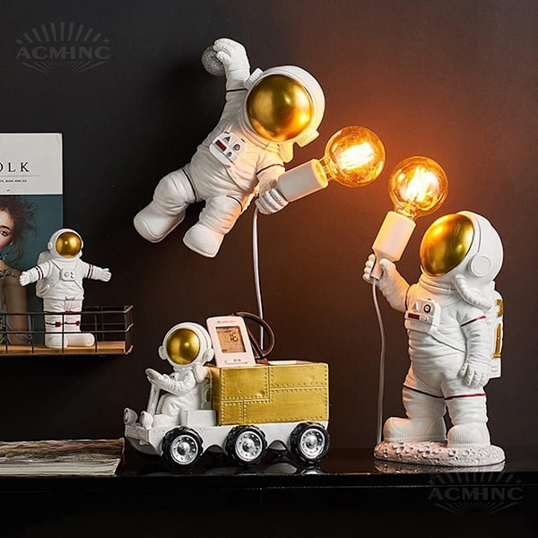 Seinän valot astronautti lasten pöytälamppu, moderni astronautti hehkuva LED-pöytälamppu KLB