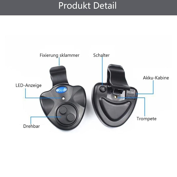 Fiskebid alarm med LED lysindikator vibrationsenhed KLB