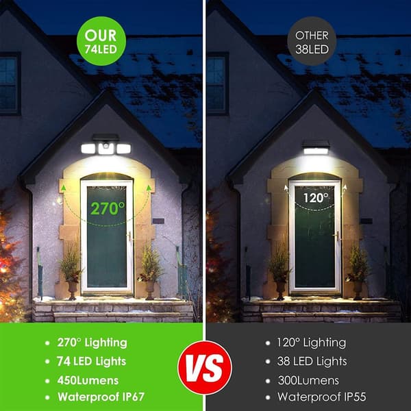 50W utendørs solcellelys, vanntett IP67 solcellelys med bevegelse