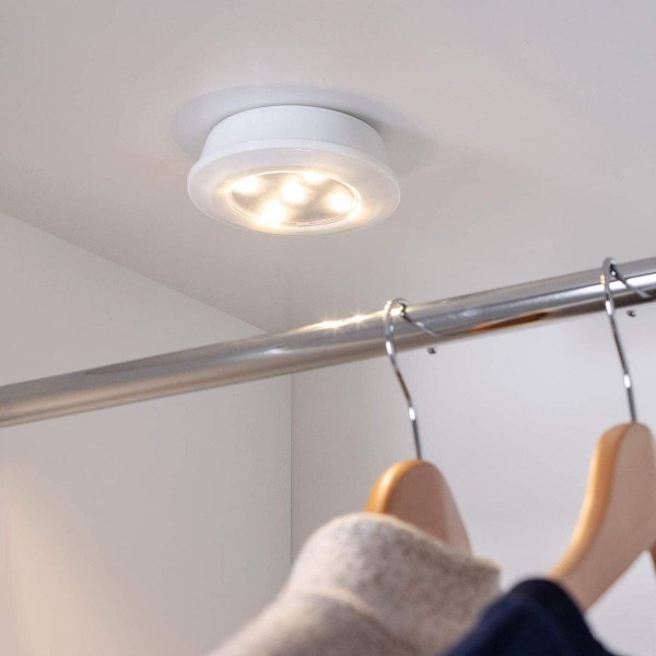 Lights4fun set med 4 LED-tryckljus under skåpsbelysning varmvit med KLB