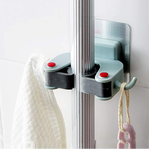 6 stk 11,5*7,5*4,2CM selvklebende kosteskaftholder kosteskaftkrok veggmontert mopp og holder for skapriver hager garasjeoppbevaring