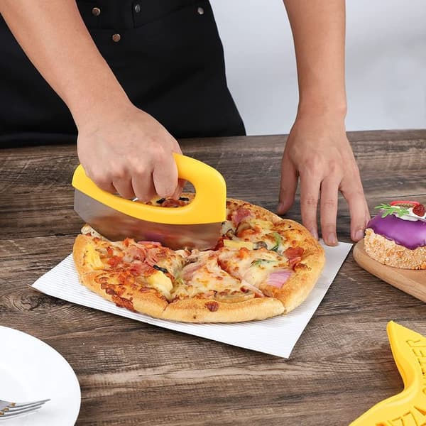 Premium pizzaskärare mathackare superskarpt blad i rostfritt stål