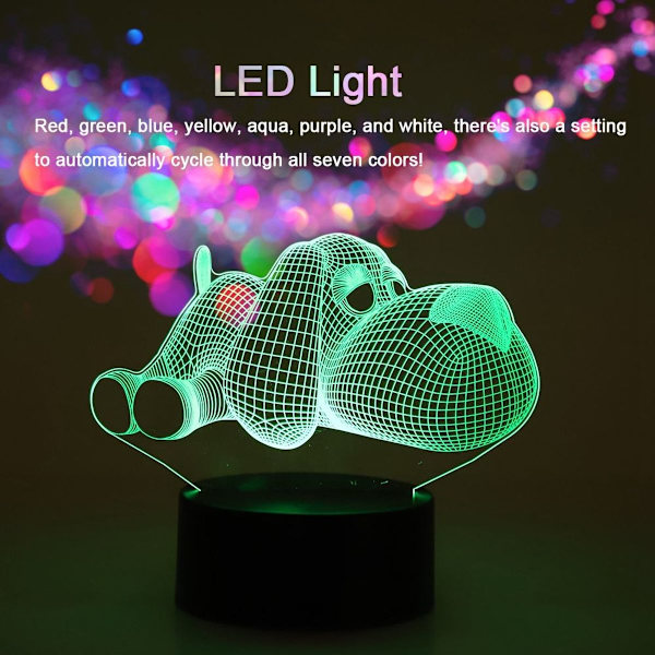 USB-lampfot med sju färger, touch-switch, 3D akrylpanel KLB