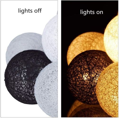 Bomullsball-lyslenke - 3M 20 LED-ball-lyslenke - Grå
