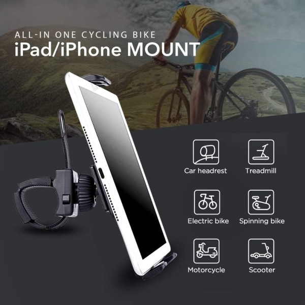 Tabletholder, mobiltelefonholder cykel med 360° rotation for