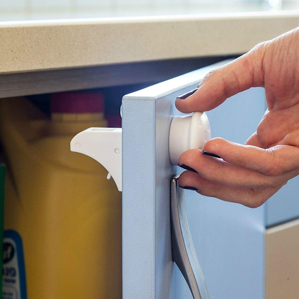 Magnetisk barnsäkerhetsskåpslås 4 lås med 1 nyckel,