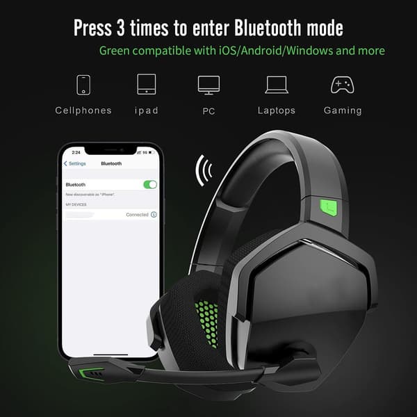 Trådløst Gaming Headset for PS5 PS4 PC Støydemping KLB