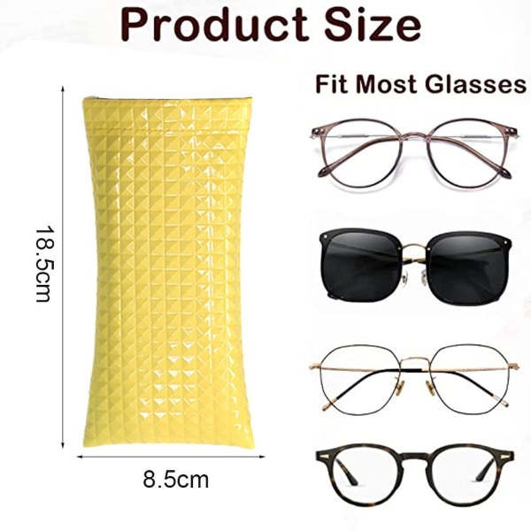 3-pack glasögonfodral med klämförslutning, bärbart, gult + lila + blått