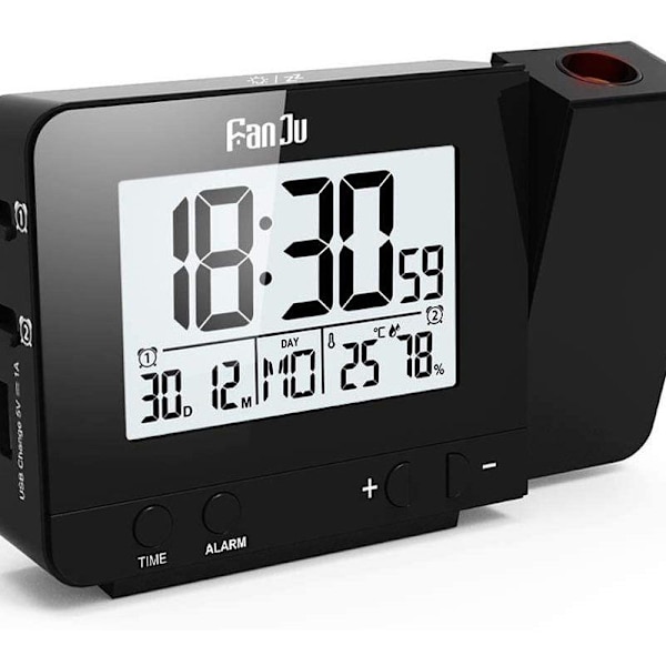 infactory radio projektionsvækkeur: projektionsradiovækkeur, termo/hygrometer, 2