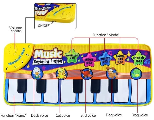 Pianomatte, Musikkteppe for Barn, Baby Keyboardteppe