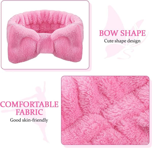 Knute hårbånd Myk sminkehodebånd Korallfleece hårbånd Ansiktsvask Hodebånd Spa Hodebånd Elastisk Hodebånd for Kvinner Jenter(Rosa)